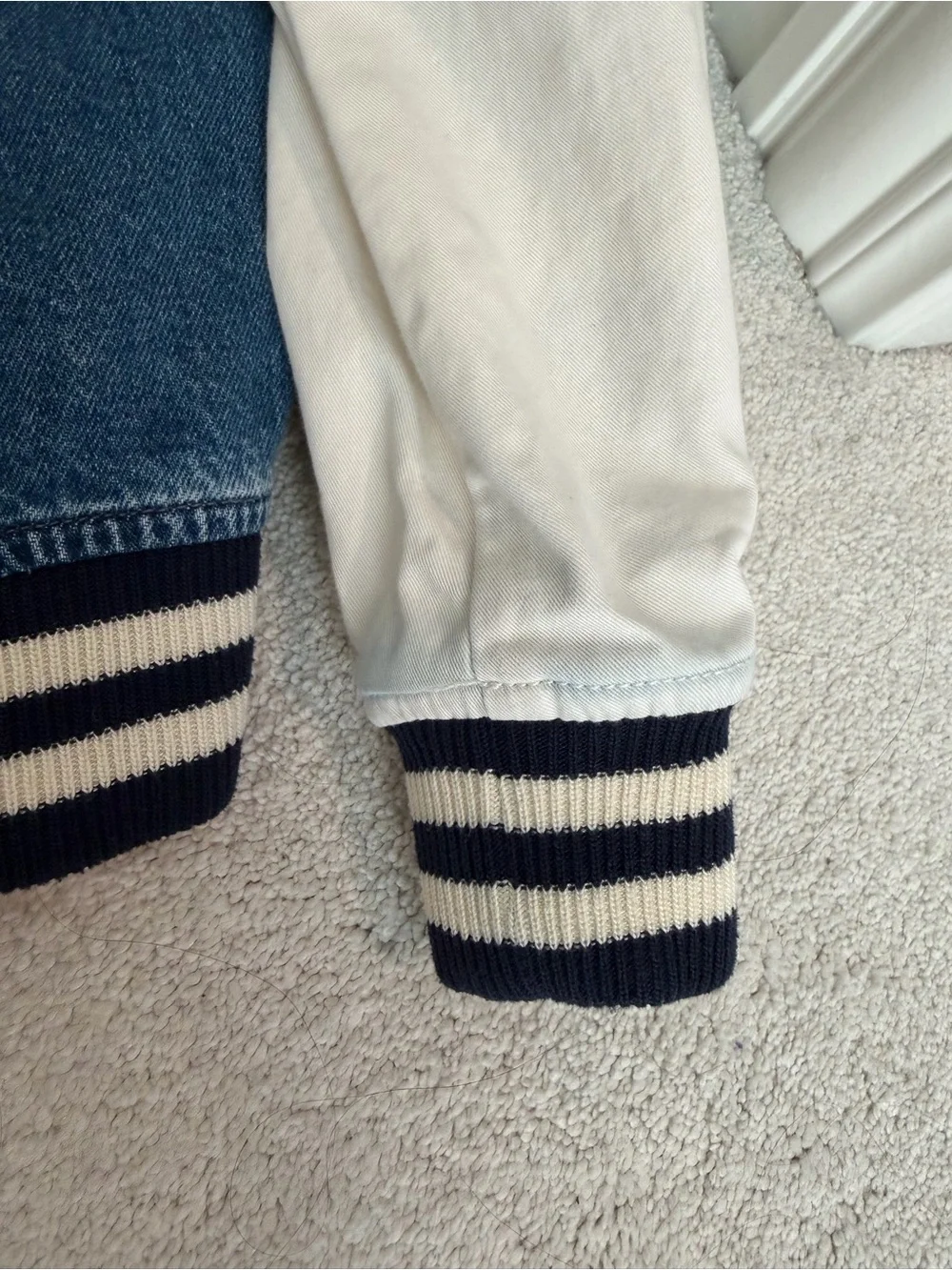 Polo Ralph Lauren American Flag Denim & White Sleeve Varsity Jacket - Picture 4 of 5